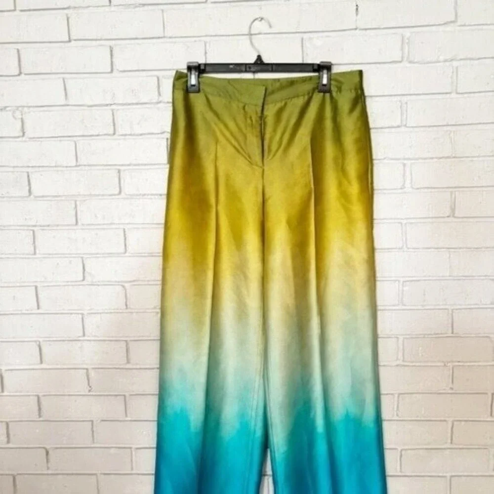 Zara Tie-Dye Effect Ombre Wide Leg Pants Soft Gradient Boho Festival NWT Size M
